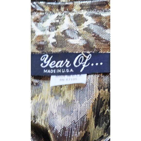 Vintage 80s Sheer Leopard Metallic Blouse | Pearl Buttons | M Made in USA - Picture 5 of 7